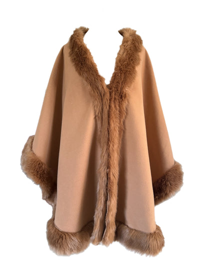 Vintage Cape with Faux Fur Trim