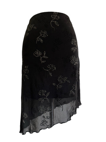 Vintage Mesh Glitter Roses Skirt
