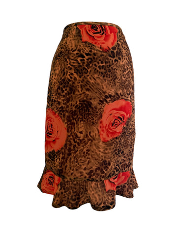 Vintage Leopard Roses Skirt