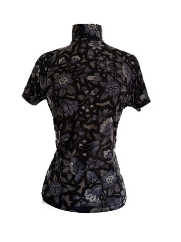 Vintage Floral Top w Mandarin Collar